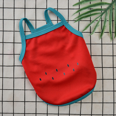 Kevadsuvine koeravest õhukesed hingavad kutsikate riided armsad puuviljatrükiga kassi T-särk Varrukateta Chihuahua Pullover Lemmikloomatarbed