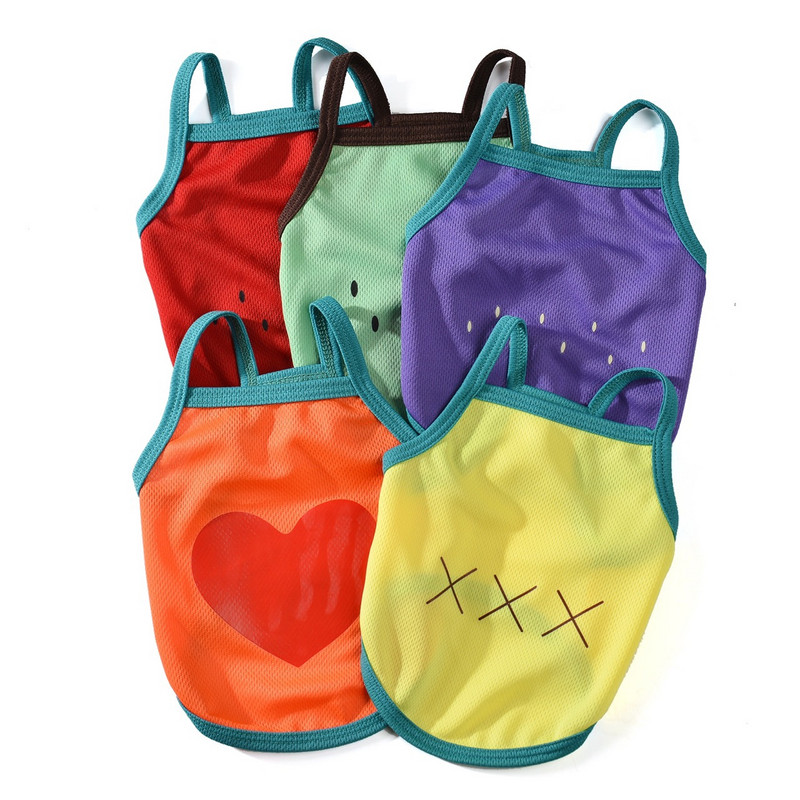 Kevadsuvine koeravest õhukesed hingavad kutsikate riided armsad puuviljatrükiga kassi T-särk Varrukateta Chihuahua Pullover Lemmikloomatarbed