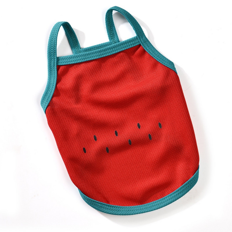 Kevadsuvine koeravest õhukesed hingavad kutsikate riided armsad puuviljatrükiga kassi T-särk Varrukateta Chihuahua Pullover Lemmikloomatarbed