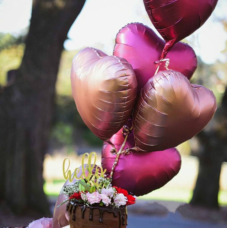 Balon din folie de aluminiu în formă de inimă de dragoste de 18 inci, auriu, roz auriu, decorare romantică pentru nuntă, globuri pentru petrecerea de naștere