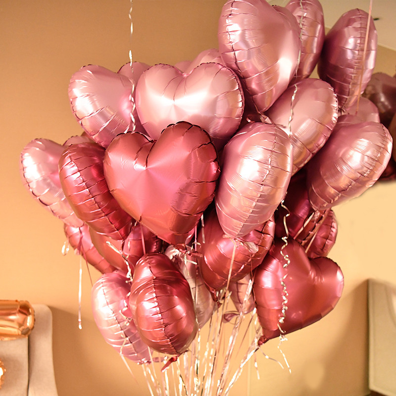 Balon din folie de aluminiu în formă de inimă de dragoste de 18 inci, auriu, roz auriu, decorare romantică pentru nuntă, globuri pentru petrecerea de naștere