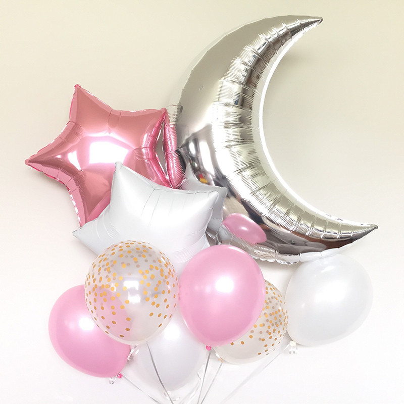 22 collu mēness zvaigzne zelta un sudraba pulveris daudz laimes dzimšanas dienā alumīnija folijas balons kāzu dzimšanas dienas svinību dekorēšana hēlija baloni