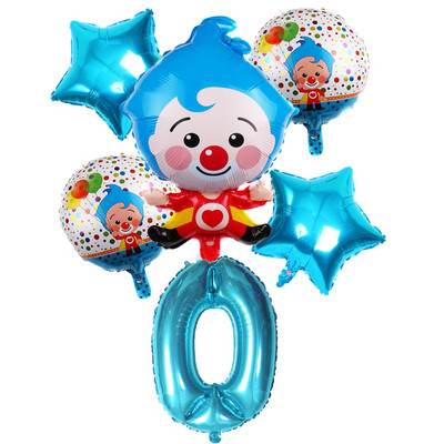 6 vnt Gimtadienio balionai Mėlyna numerio folija Klounas 1-ojo gimtadienio vakarėlio dekoracijos Vaikams 2020 Naujųjų metų kalėdinis helio balionas