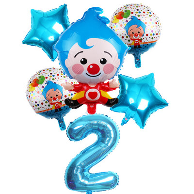 6 vnt Gimtadienio balionai Mėlyna numerio folija Klounas 1-ojo gimtadienio vakarėlio dekoracijos Vaikams 2020 Naujųjų metų kalėdinis helio balionas