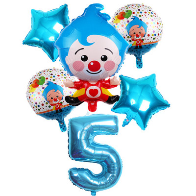6 vnt Gimtadienio balionai Mėlyna numerio folija Klounas 1-ojo gimtadienio vakarėlio dekoracijos Vaikams 2020 Naujųjų metų kalėdinis helio balionas
