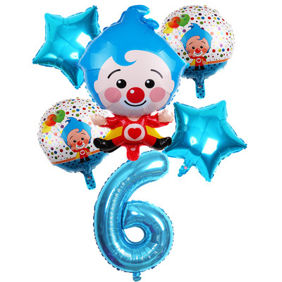 6 vnt Gimtadienio balionai Mėlyna numerio folija Klounas 1-ojo gimtadienio vakarėlio dekoracijos Vaikams 2020 Naujųjų metų kalėdinis helio balionas