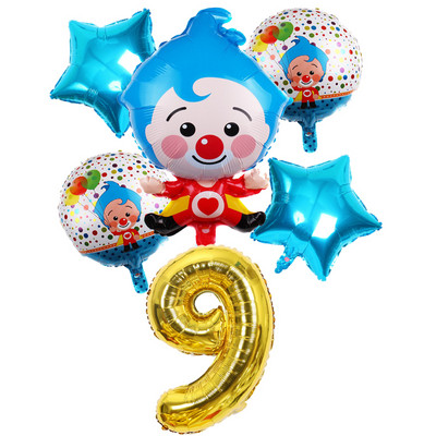 6 vnt Gimtadienio balionai Mėlyna numerio folija Klounas 1-ojo gimtadienio vakarėlio dekoracijos Vaikams 2020 Naujųjų metų kalėdinis helio balionas