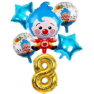 6 vnt Gimtadienio balionai Mėlyna numerio folija Klounas 1-ojo gimtadienio vakarėlio dekoracijos Vaikams 2020 Naujųjų metų kalėdinis helio balionas