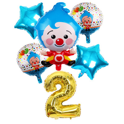 6 vnt Gimtadienio balionai Mėlyna numerio folija Klounas 1-ojo gimtadienio vakarėlio dekoracijos Vaikams 2020 Naujųjų metų kalėdinis helio balionas