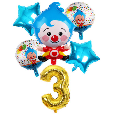6 vnt Gimtadienio balionai Mėlyna numerio folija Klounas 1-ojo gimtadienio vakarėlio dekoracijos Vaikams 2020 Naujųjų metų kalėdinis helio balionas