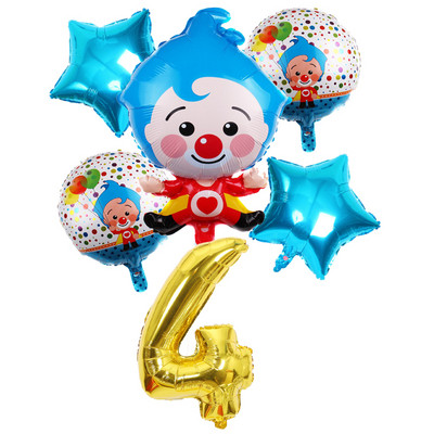 6 vnt Gimtadienio balionai Mėlyna numerio folija Klounas 1-ojo gimtadienio vakarėlio dekoracijos Vaikams 2020 Naujųjų metų kalėdinis helio balionas