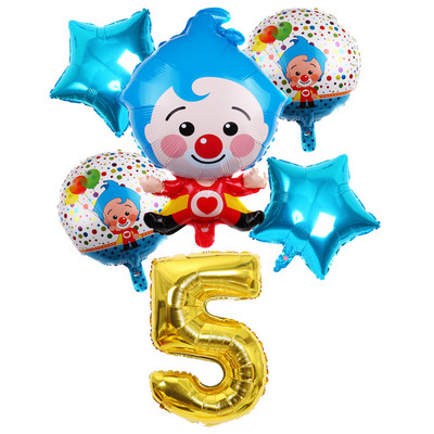 6 vnt Gimtadienio balionai Mėlyna numerio folija Klounas 1-ojo gimtadienio vakarėlio dekoracijos Vaikams 2020 Naujųjų metų kalėdinis helio balionas