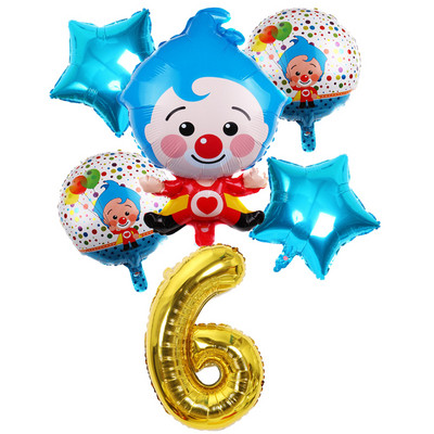 6 vnt Gimtadienio balionai Mėlyna numerio folija Klounas 1-ojo gimtadienio vakarėlio dekoracijos Vaikams 2020 Naujųjų metų kalėdinis helio balionas