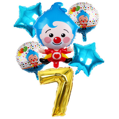 6 vnt Gimtadienio balionai Mėlyna numerio folija Klounas 1-ojo gimtadienio vakarėlio dekoracijos Vaikams 2020 Naujųjų metų kalėdinis helio balionas