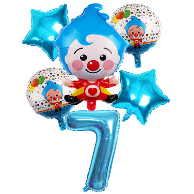 6 vnt Gimtadienio balionai Mėlyna numerio folija Klounas 1-ojo gimtadienio vakarėlio dekoracijos Vaikams 2020 Naujųjų metų kalėdinis helio balionas