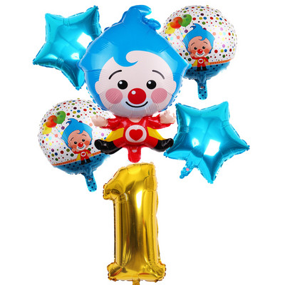 6 vnt Gimtadienio balionai Mėlyna numerio folija Klounas 1-ojo gimtadienio vakarėlio dekoracijos Vaikams 2020 Naujųjų metų kalėdinis helio balionas
