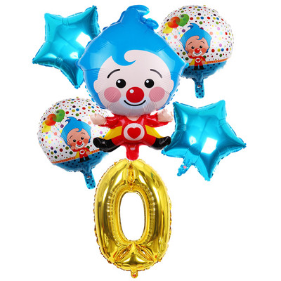6 vnt Gimtadienio balionai Mėlyna numerio folija Klounas 1-ojo gimtadienio vakarėlio dekoracijos Vaikams 2020 Naujųjų metų kalėdinis helio balionas