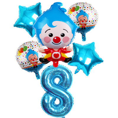 6 vnt Gimtadienio balionai Mėlyna numerio folija Klounas 1-ojo gimtadienio vakarėlio dekoracijos Vaikams 2020 Naujųjų metų kalėdinis helio balionas