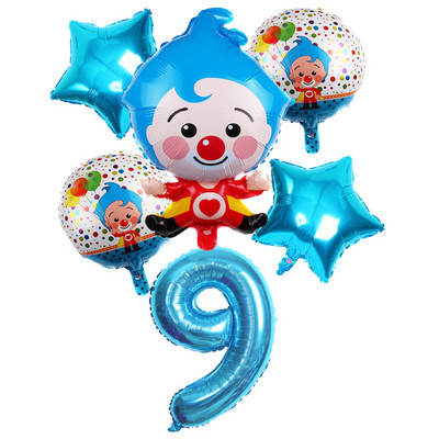 6 vnt Gimtadienio balionai Mėlyna numerio folija Klounas 1-ojo gimtadienio vakarėlio dekoracijos Vaikams 2020 Naujųjų metų kalėdinis helio balionas