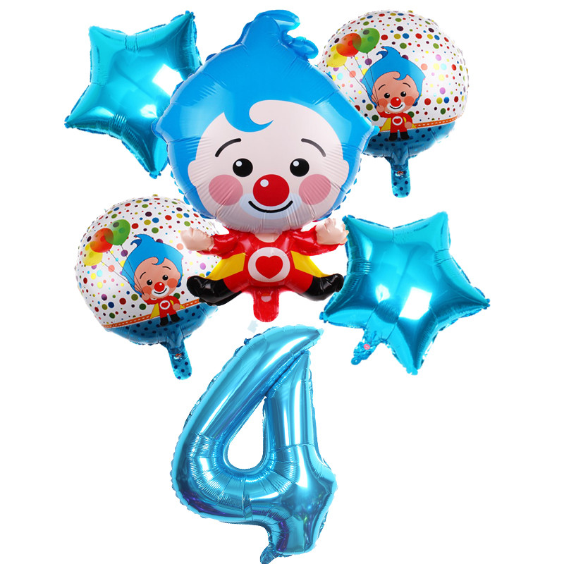 6 vnt Gimtadienio balionai Mėlyna numerio folija Klounas 1-ojo gimtadienio vakarėlio dekoracijos Vaikams 2020 Naujųjų metų kalėdinis helio balionas