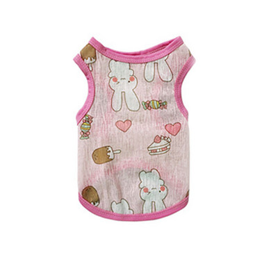 Vasarinė šunų liemenė Itin plona kvėpuojanti tinklinio audinio naminių gyvūnėlių marškinėliai mažiems šunims Mieli animacinių filmų spaudiniai šuniuko katės pigūs drabužiai, kostiumai