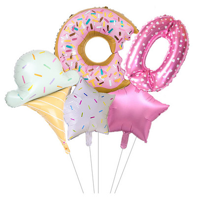 5gab konfekšu saldējums Rozā ar punktiem 32 collu Skaitlis Folija Balons Donuts Pasaules tēma Dzimšanas dienas ballītes noformējums Globos Bērnu rotaļlieta