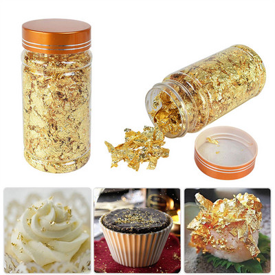 2g toidukvaliteediga läikiv kuldfoolium Schabini helbed 24K kullast hõbedast roosikullast lehed dekoratiivsed koogimagustoidu köögitarbed