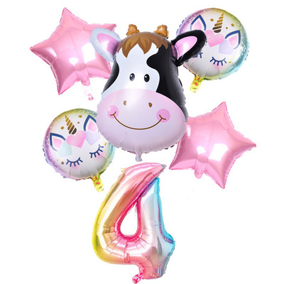 6 vnt./partija gradiento karvių balionas Naujųjų metų Kalėdų skaičius Gimtadienio vakarėlio dekoracijos Vaikų vienaragio vakarėlio vestuvių balionai