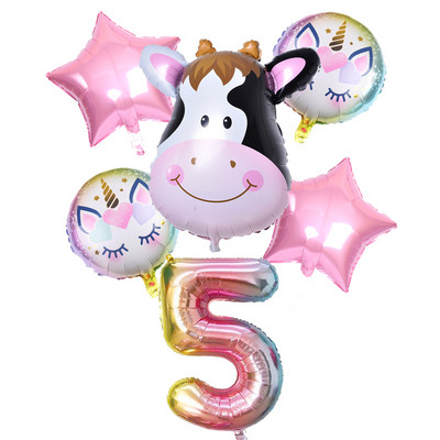 6 vnt./partija gradiento karvių balionas Naujųjų metų Kalėdų skaičius Gimtadienio vakarėlio dekoracijos Vaikų vienaragio vakarėlio vestuvių balionai