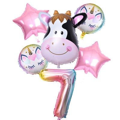 6 vnt./partija gradiento karvių balionas Naujųjų metų Kalėdų skaičius Gimtadienio vakarėlio dekoracijos Vaikų vienaragio vakarėlio vestuvių balionai