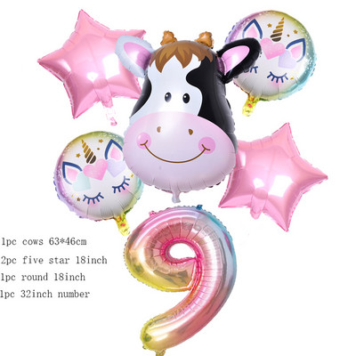 6 vnt./partija gradiento karvių balionas Naujųjų metų Kalėdų skaičius Gimtadienio vakarėlio dekoracijos Vaikų vienaragio vakarėlio vestuvių balionai