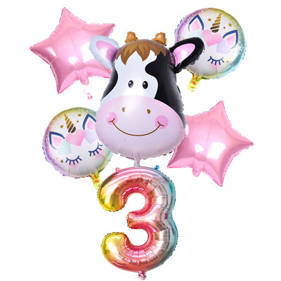 6 vnt./partija gradiento karvių balionas Naujųjų metų Kalėdų skaičius Gimtadienio vakarėlio dekoracijos Vaikų vienaragio vakarėlio vestuvių balionai