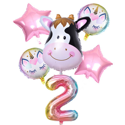 6 vnt./partija gradiento karvių balionas Naujųjų metų Kalėdų skaičius Gimtadienio vakarėlio dekoracijos Vaikų vienaragio vakarėlio vestuvių balionai