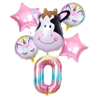 6 vnt./partija gradiento karvių balionas Naujųjų metų Kalėdų skaičius Gimtadienio vakarėlio dekoracijos Vaikų vienaragio vakarėlio vestuvių balionai