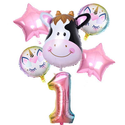 6 vnt./partija gradiento karvių balionas Naujųjų metų Kalėdų skaičius Gimtadienio vakarėlio dekoracijos Vaikų vienaragio vakarėlio vestuvių balionai