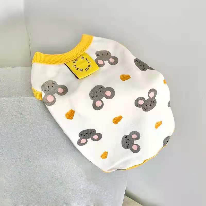 Karikatūra Korejas stila Suņu Apģērbi Kucēns Jorkšīras Čivavas Veste T-krekls Mājdzīvnieki Kaķu kostīmi Piederumi Maziem Suņiem Dāvana Plāns un viegls