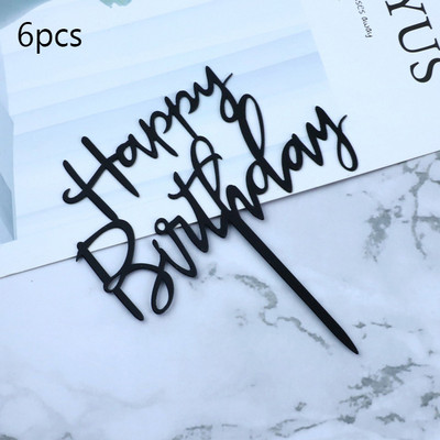 6 vnt Happy Birthday torto dangtelis Rose Gold Akrilinis gimtadienio torto dangtelis, skirtas kūdikių vakarėliui, gimtadienio vakarėlio reikmenys Tortų papuošimams