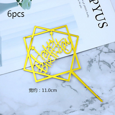 6 vnt Happy Birthday torto dangtelis Rose Gold Akrilinis gimtadienio torto dangtelis, skirtas kūdikių vakarėliui, gimtadienio vakarėlio reikmenys Tortų papuošimams