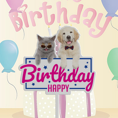 Uus teema Loomad Palju õnne sünnipäevaks koogitops Multifilm Kaelkirjak Luik Koerad Kassid Koogitops beebi sünnipäevapeoks koogikaunistusteks