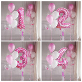 14 ks/sada dievčenských 32-palcových ružových narodeninových balónov s číslom 0-9, dekorácie na narodeninovú párty, detské balóny na výročie, bábätko