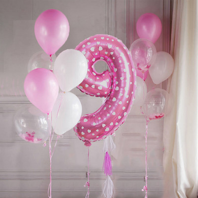 14 ks/sada dievčenských 32-palcových ružových narodeninových balónov s číslom 0-9, dekorácie na narodeninovú párty, detské balóny na výročie, bábätko