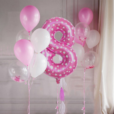 14 ks/sada dievčenských 32-palcových ružových narodeninových balónov s číslom 0-9, dekorácie na narodeninovú párty, detské balóny na výročie, bábätko