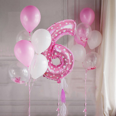 14 ks/sada dievčenských 32-palcových ružových narodeninových balónov s číslom 0-9, dekorácie na narodeninovú párty, detské balóny na výročie, bábätko