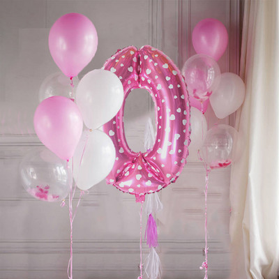 14 ks/sada dievčenských 32-palcových ružových narodeninových balónov s číslom 0-9, dekorácie na narodeninovú párty, detské balóny na výročie, bábätko
