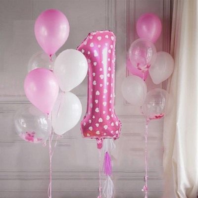 14 ks/sada dievčenských 32-palcových ružových narodeninových balónov s číslom 0-9, dekorácie na narodeninovú párty, detské balóny na výročie, bábätko