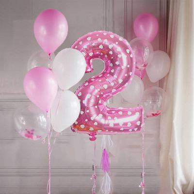 14 ks/sada dievčenských 32-palcových ružových narodeninových balónov s číslom 0-9, dekorácie na narodeninovú párty, detské balóny na výročie, bábätko