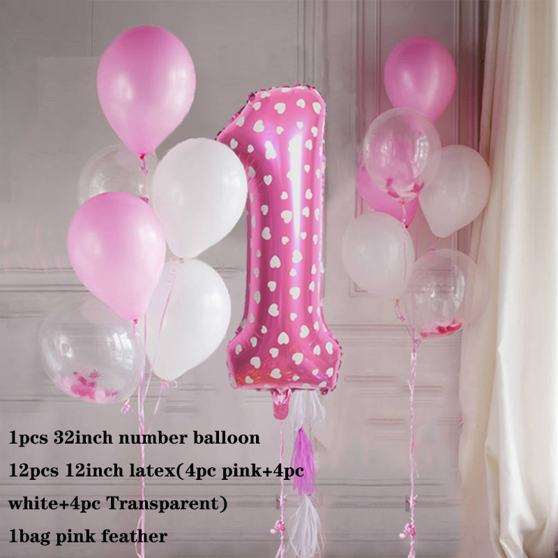 14 ks/sada dievčenských 32-palcových ružových narodeninových balónov s číslom 0-9, dekorácie na narodeninovú párty, detské balóny na výročie, bábätko