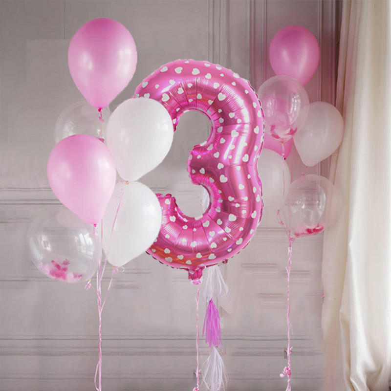 14 ks/sada dievčenských 32-palcových ružových narodeninových balónov s číslom 0-9, dekorácie na narodeninovú párty, detské balóny na výročie, bábätko