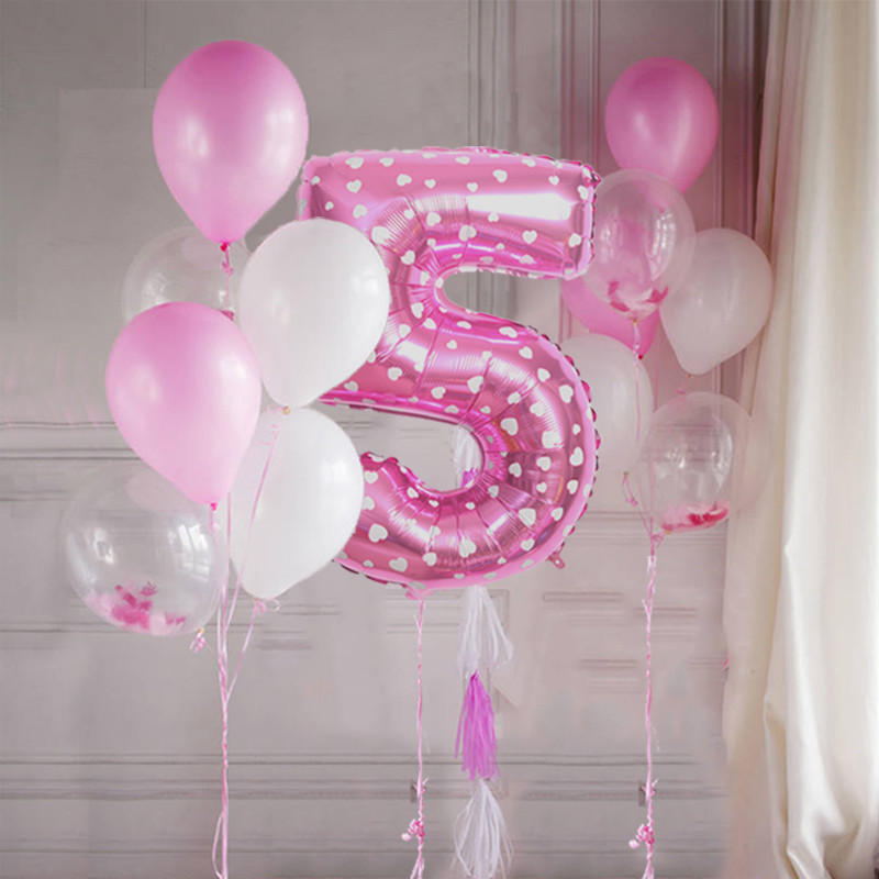 14 ks/sada dievčenských 32-palcových ružových narodeninových balónov s číslom 0-9, dekorácie na narodeninovú párty, detské balóny na výročie, bábätko