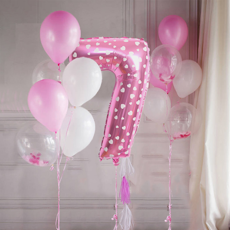 14 ks/sada dievčenských 32-palcových ružových narodeninových balónov s číslom 0-9, dekorácie na narodeninovú párty, detské balóny na výročie, bábätko